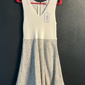 Ted Baker White Sleeveless V-neck Fit and Flare Dress